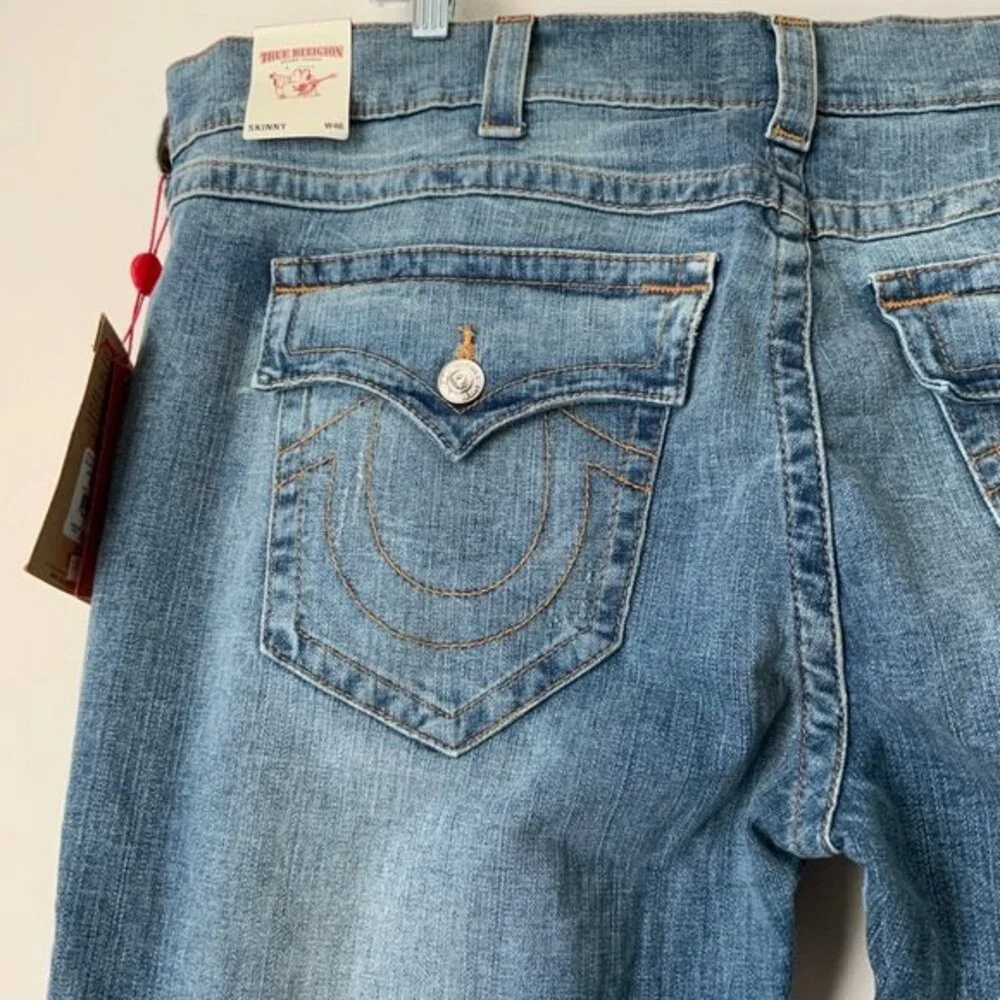 True Religion Blue Flap Pocket Skinny Leg Jeans Men 46